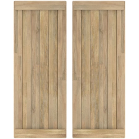 Ekena Millwork Americraft 6-Board Exterior Wood Joined Board-n-Batten Shutters w/ End Batten, ARW103BB621X77UNH, PR ARW103BB621X77UNH